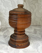 Vintage Apothecary: Antique 19th-Century Hand-Turned Lignum Vitae Apothecary Mortar and Lid Assembly