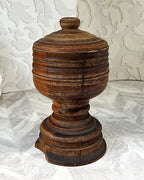 Vintage Apothecary: Antique 19th-Century Hand-Turned Lignum Vitae Apothecary Mortar and Lid Assembly
