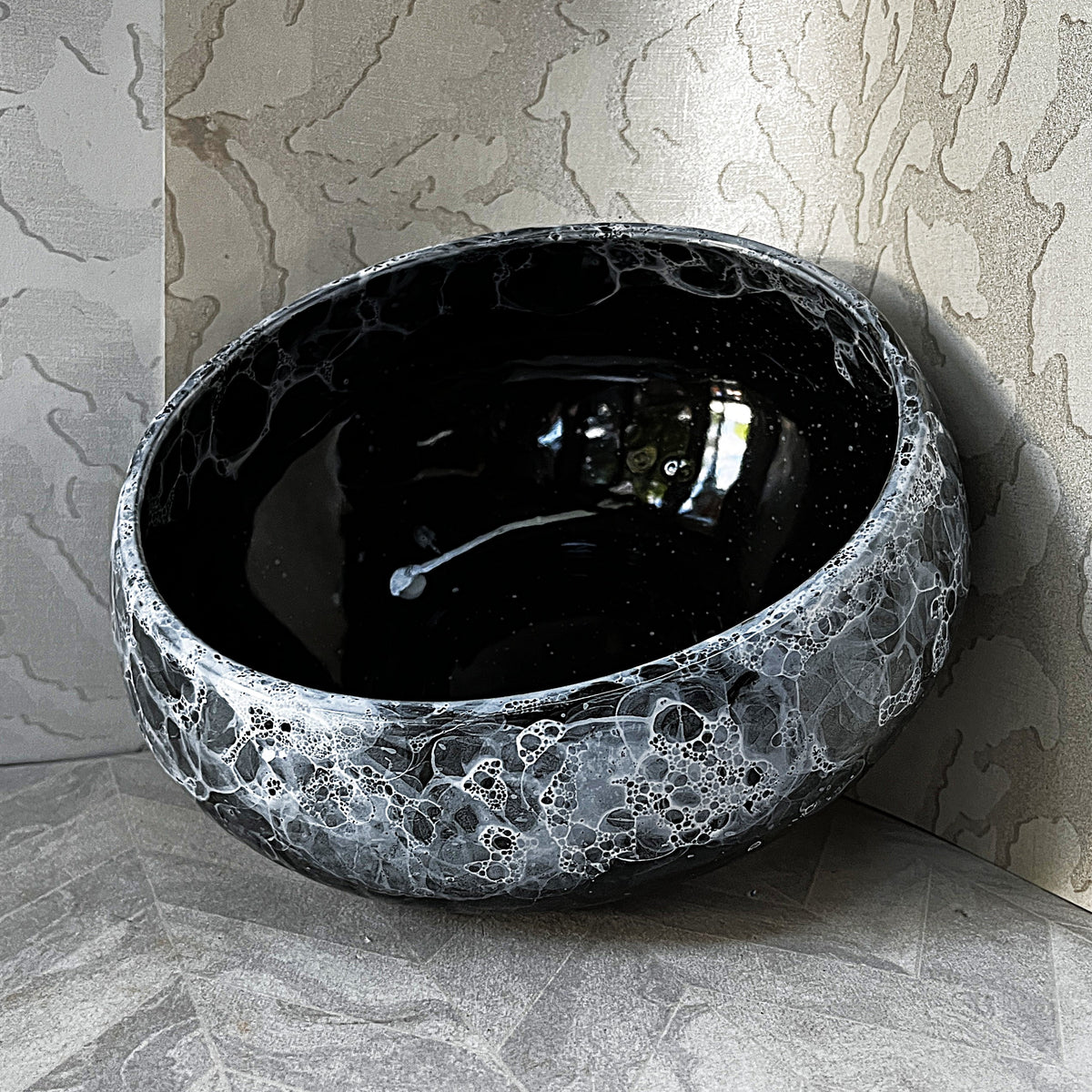Lucia Ware: Lucia Ware Bubble Glaze Volcanic Black Centrepiece Bowl