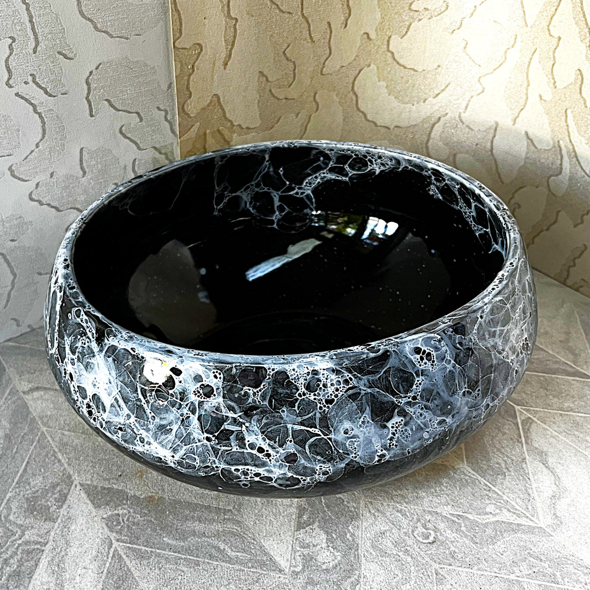 Lucia Ware: Lucia Ware Bubble Glaze Volcanic Black Centrepiece Bowl