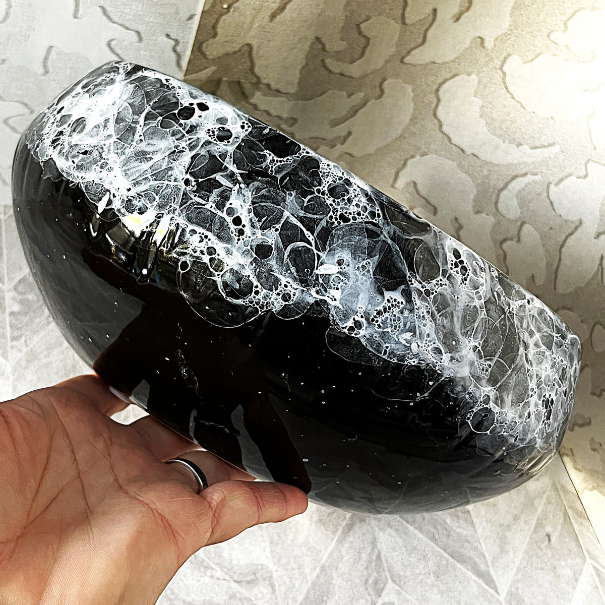 Lucia Ware: Lucia Ware Bubble Glaze Volcanic Black Centrepiece Bowl