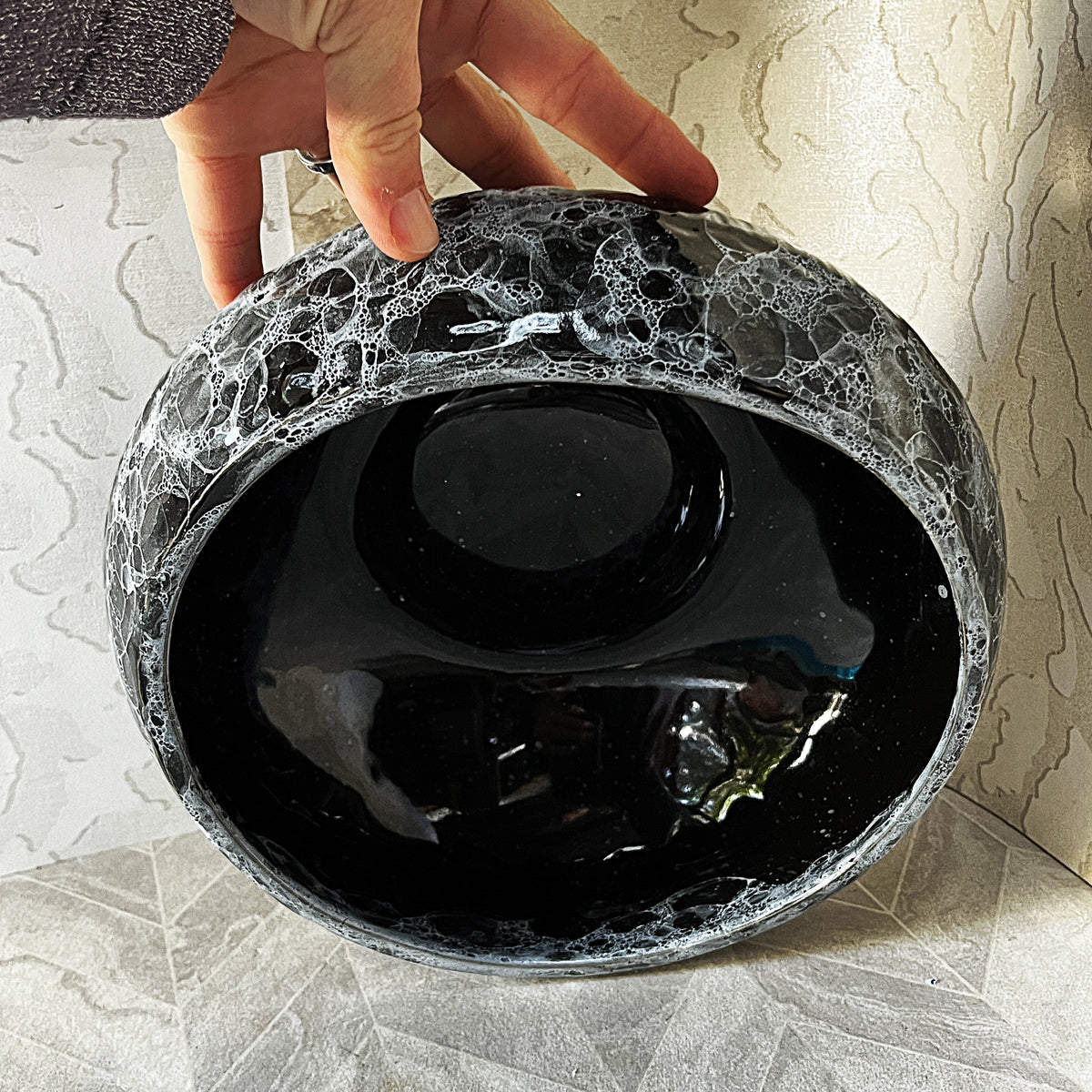 Lucia Ware: Lucia Ware Bubble Glaze Volcanic Black Centrepiece Bowl