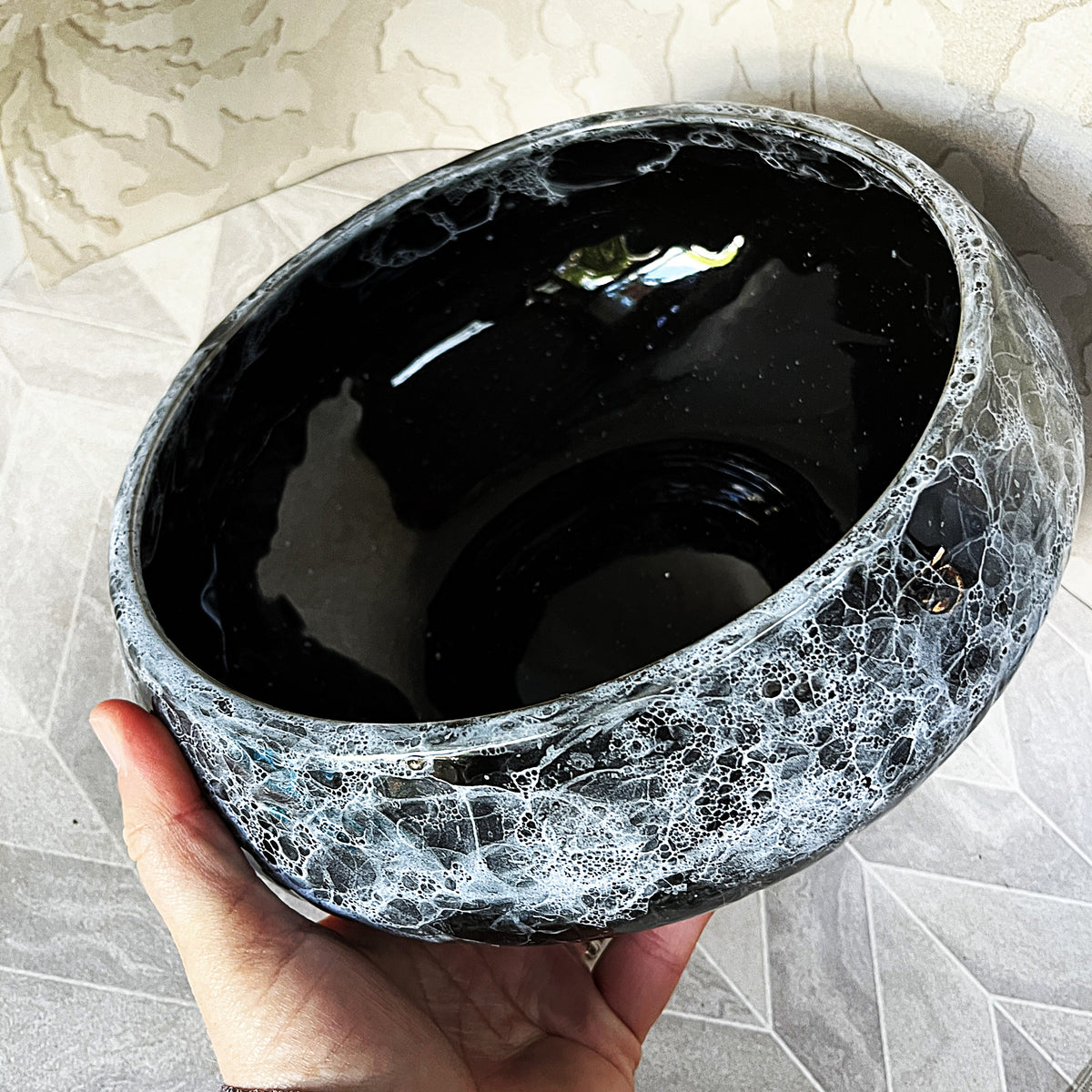 Lucia Ware: Lucia Ware Bubble Glaze Volcanic Black Centrepiece Bowl