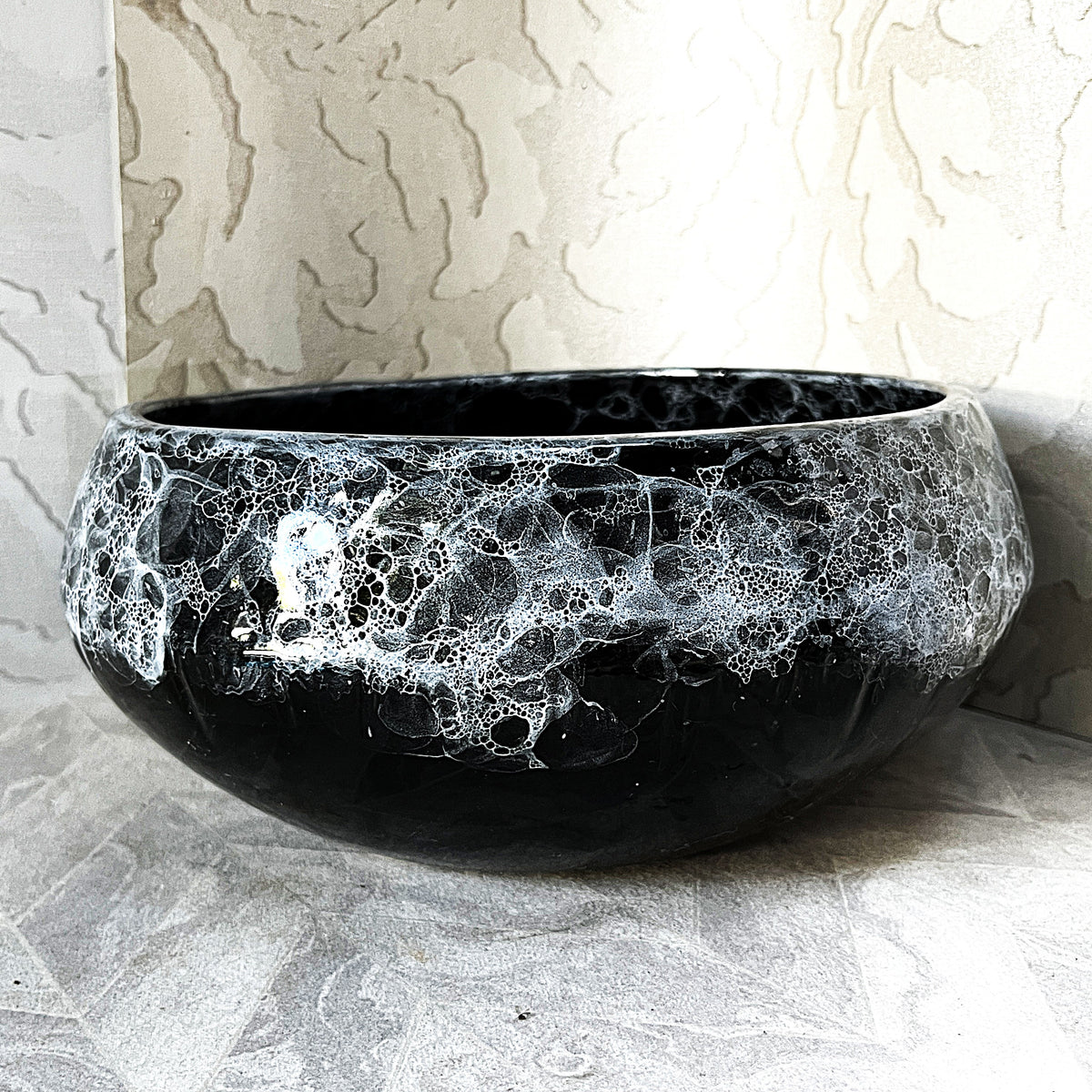 Lucia Ware: Lucia Ware Bubble Glaze Volcanic Black Centrepiece Bowl