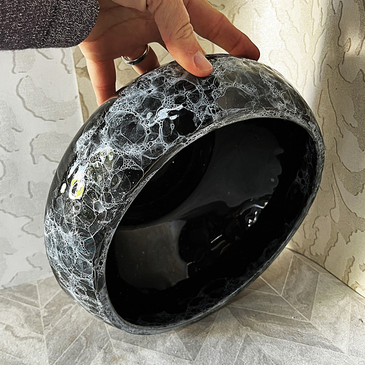 Lucia Ware: Lucia Ware Bubble Glaze Volcanic Black Centrepiece Bowl