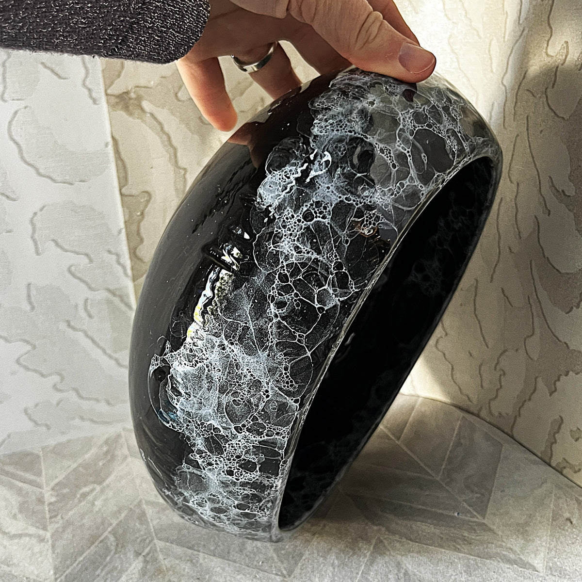 Lucia Ware: Lucia Ware Bubble Glaze Volcanic Black Centrepiece Bowl