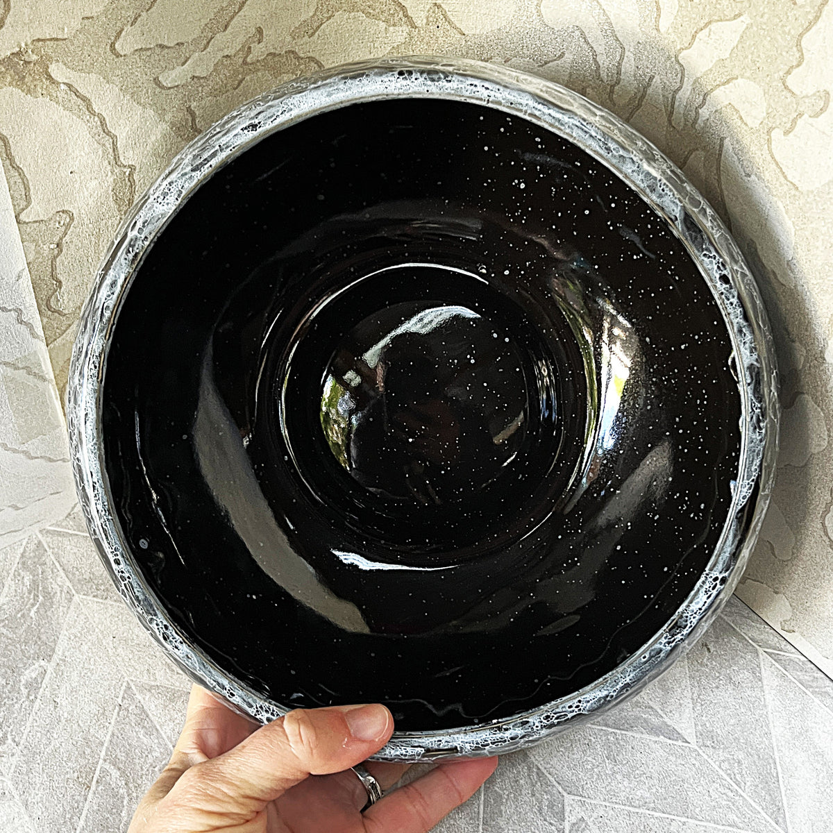 Lucia Ware: Lucia Ware Bubble Glaze Volcanic Black Centrepiece Bowl