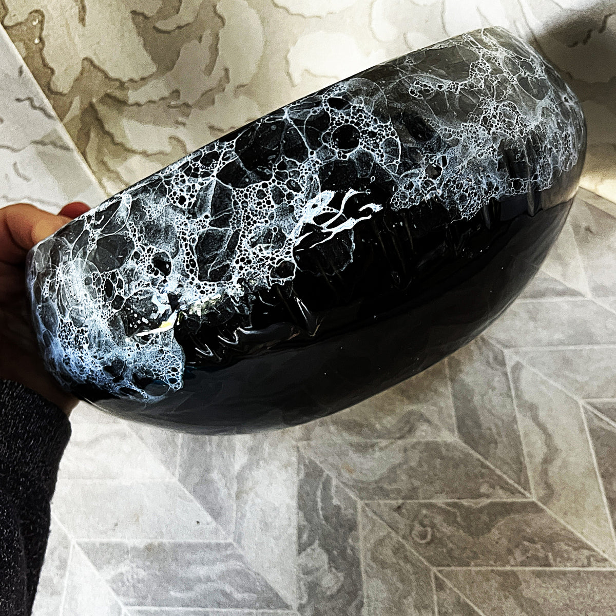 Lucia Ware: Lucia Ware Bubble Glaze Volcanic Black Centrepiece Bowl