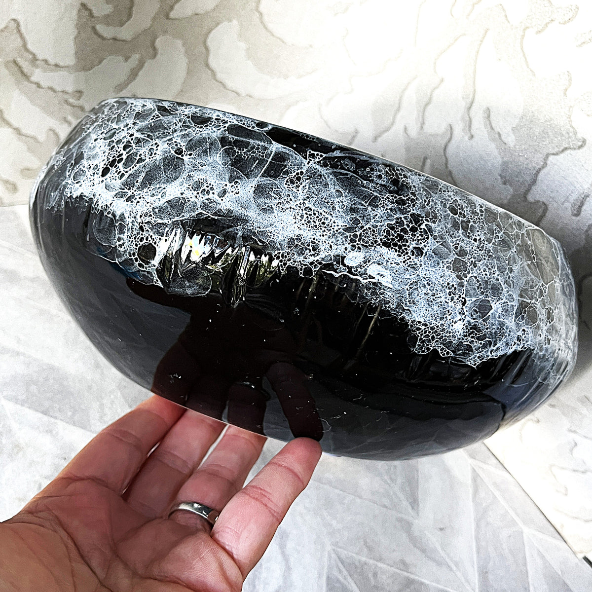 Lucia Ware: Lucia Ware Bubble Glaze Volcanic Black Centrepiece Bowl
