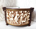 Decorative Ceramics: Neo-Classical Ram's Head Bisque Porcelain Footed Planter