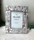Frames: Ornate Silver Painted Wood Floral Photo Frame