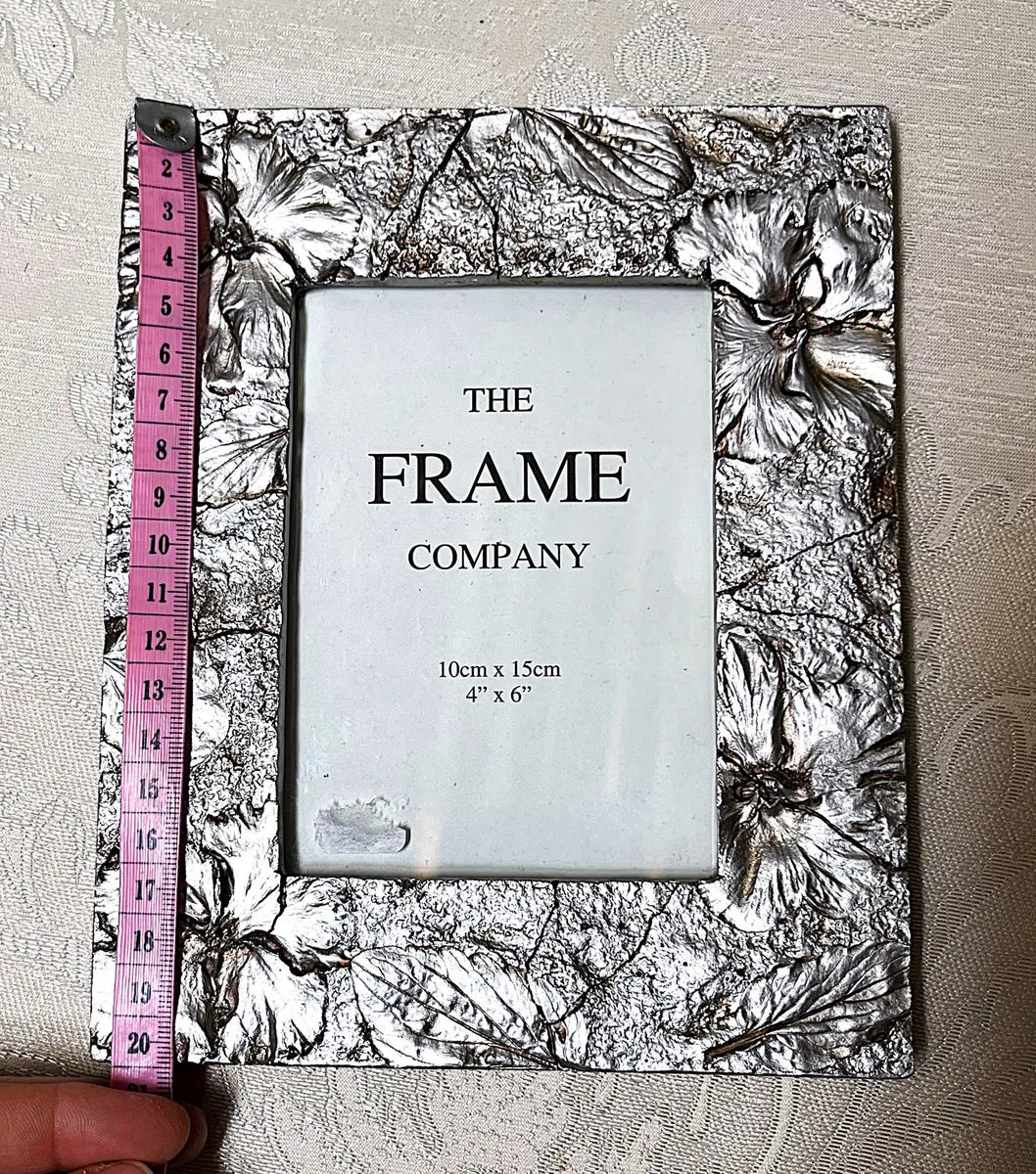 Frames: Ornate Silver Painted Wood Floral Photo Frame
