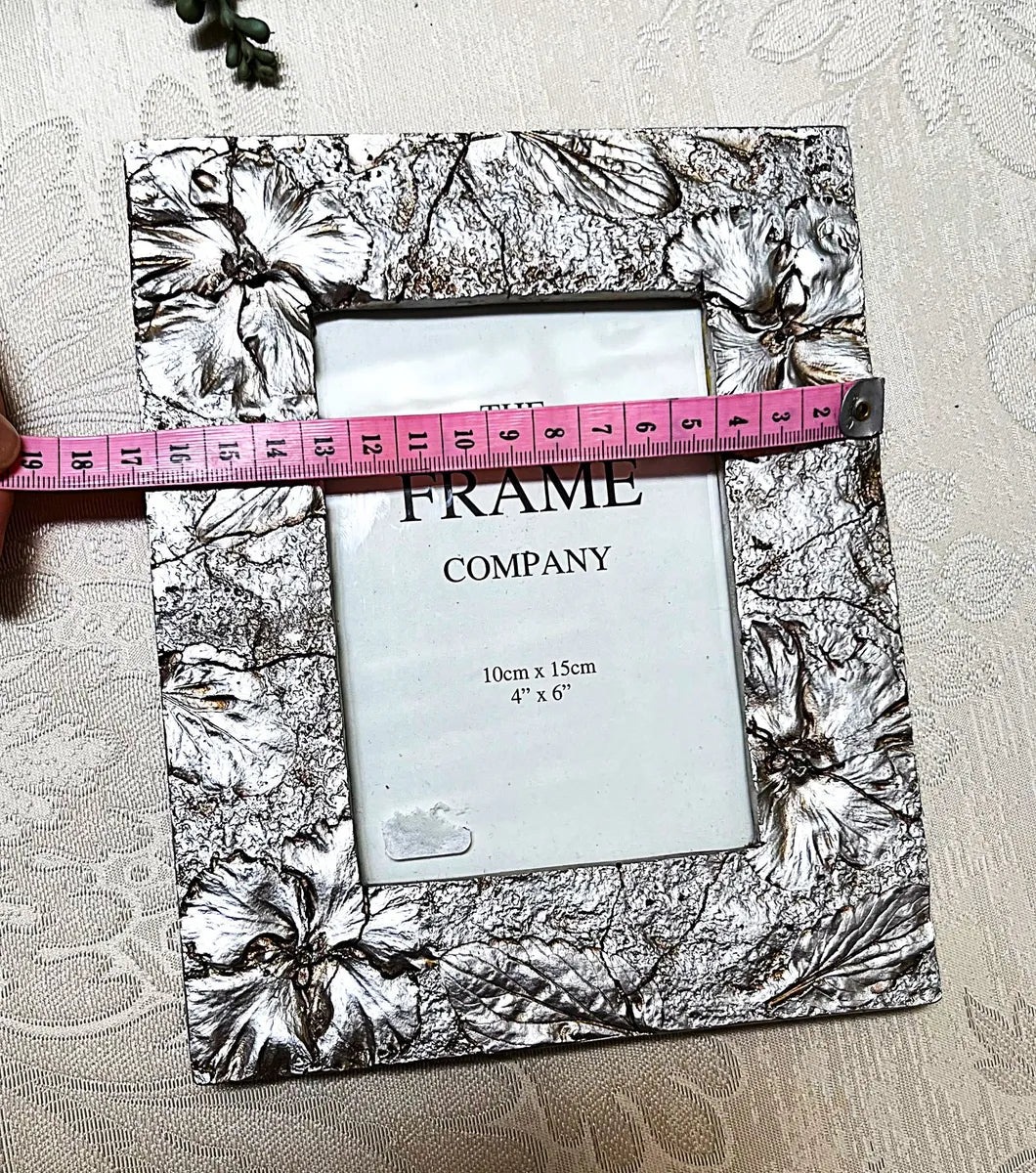 Frames: Ornate Silver Painted Wood Floral Photo Frame