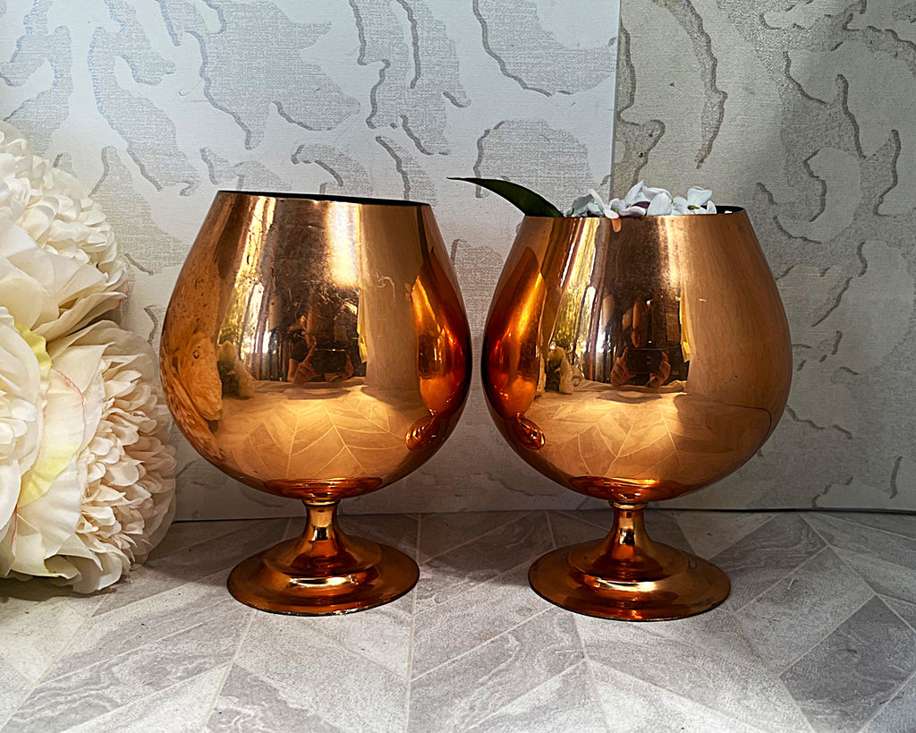 Copper Décor: Mid-Century Copper Spun Brandy Goblets, 2