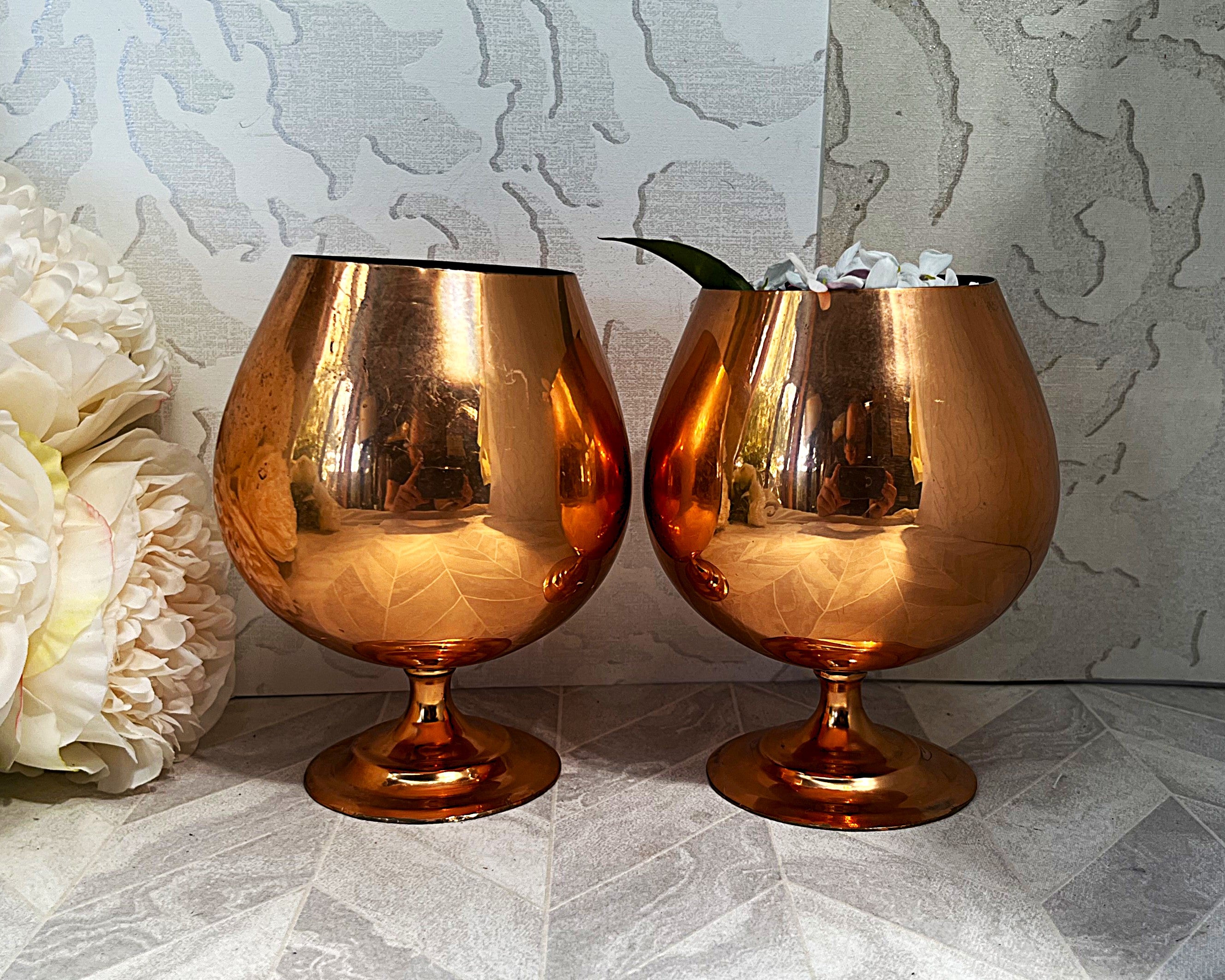 Copper Décor: Mid-Century Copper Spun Brandy Goblets, 2