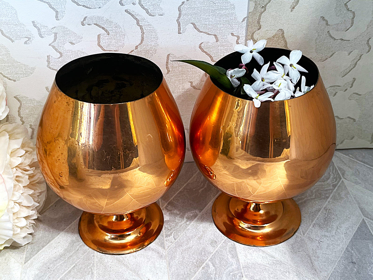 Copper Décor: Mid-Century Copper Spun Brandy Goblets, 2