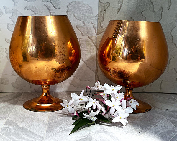 Copper Décor: Mid-Century Copper Spun Brandy Goblets, 2