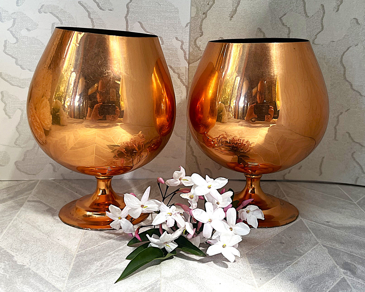 Copper Décor: Mid-Century Copper Spun Brandy Goblets, 2