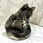Animal Décor: Beswick Tabby Cat Grooming Figurine
