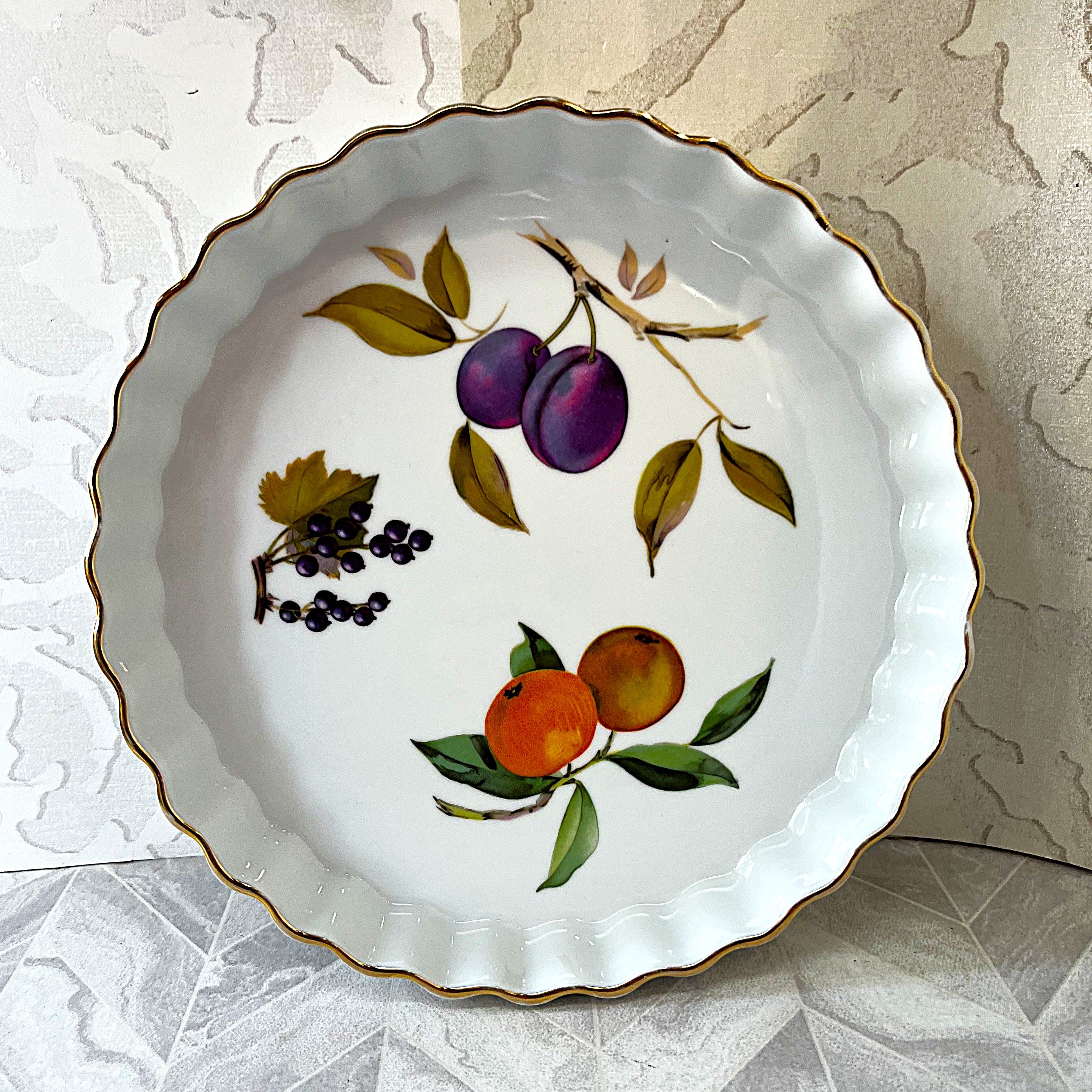 Baking Dish: Royal Worcester Evesham Gold Fluted Tart Quiche Dish