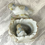 Animal Décor: Goebel Hand-Painted Porcelain Birds in Log Figurine