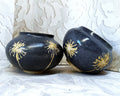 Studio Pottery: Contemporary Sgraffito Starburst Charcoal Stoneware Pots, 2