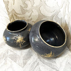 Studio Pottery: Contemporary Sgraffito Starburst Charcoal Stoneware Pots, 2