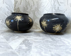 Studio Pottery: Contemporary Sgraffito Starburst Charcoal Stoneware Pots, 2