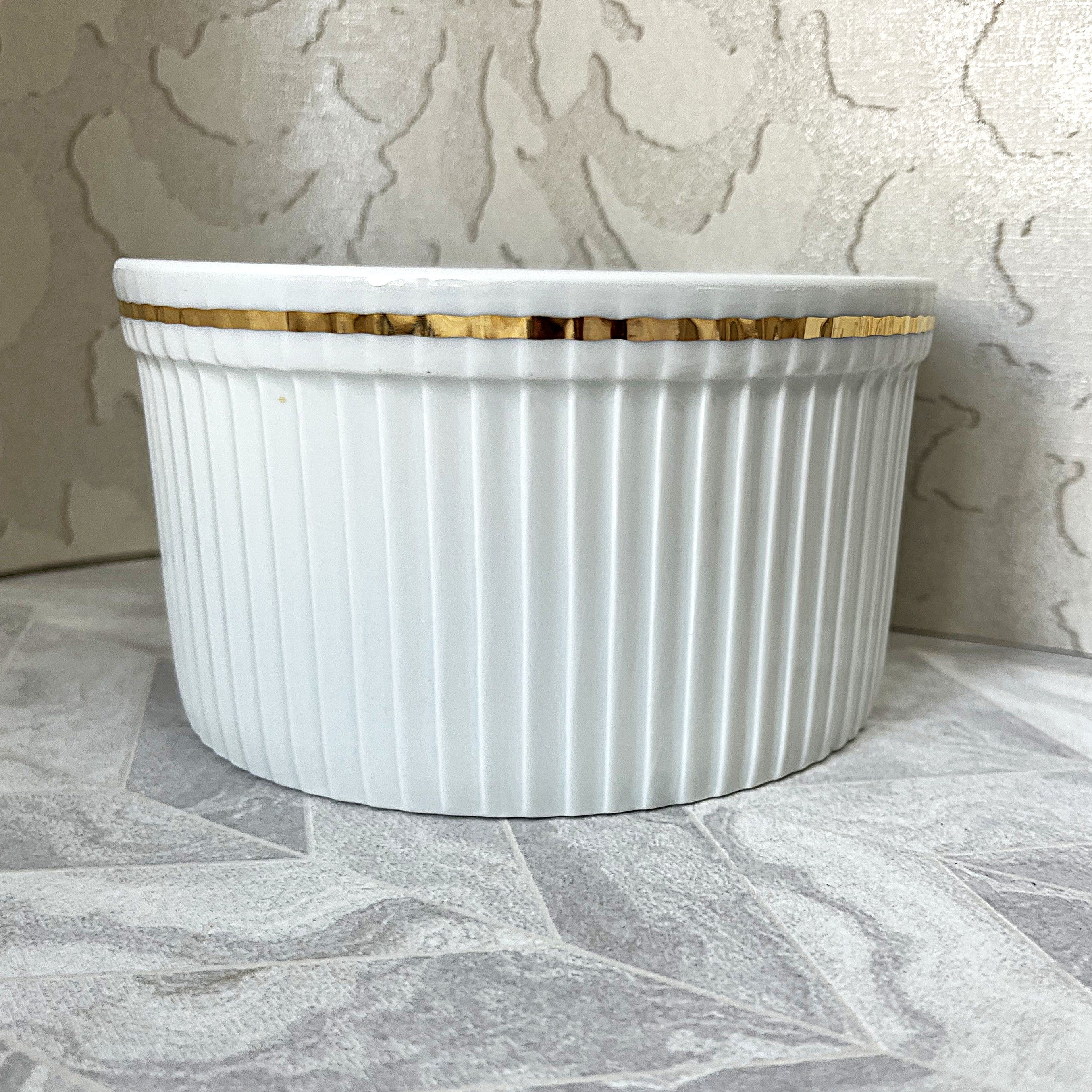 Soufflé Dish: Royal Worcester Porcelain Ribbed Soufflé, Small
