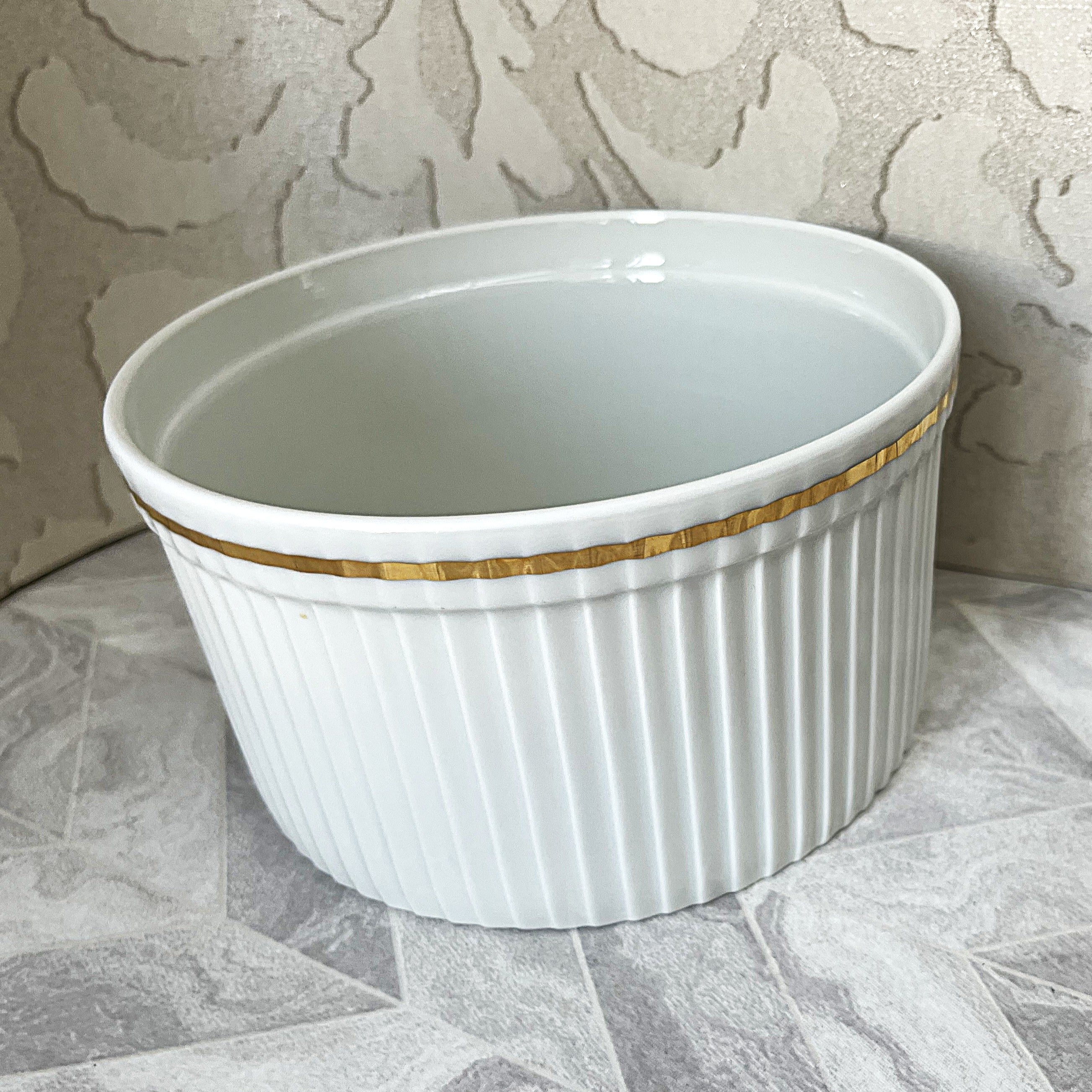 Soufflé Dish: Royal Worcester Porcelain Ribbed Soufflé, Small