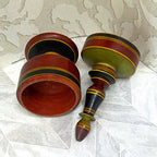 Carved Wood: Multi-Coloured Lacquered Wooden Spice Jar
