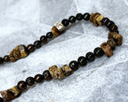 Jewellery: Artisan Bronze Baroque Freshwater Pearl & Picture Jasper Gemstone Necklace