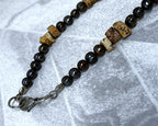 Jewellery: Artisan Bronze Baroque Freshwater Pearl & Picture Jasper Gemstone Necklace