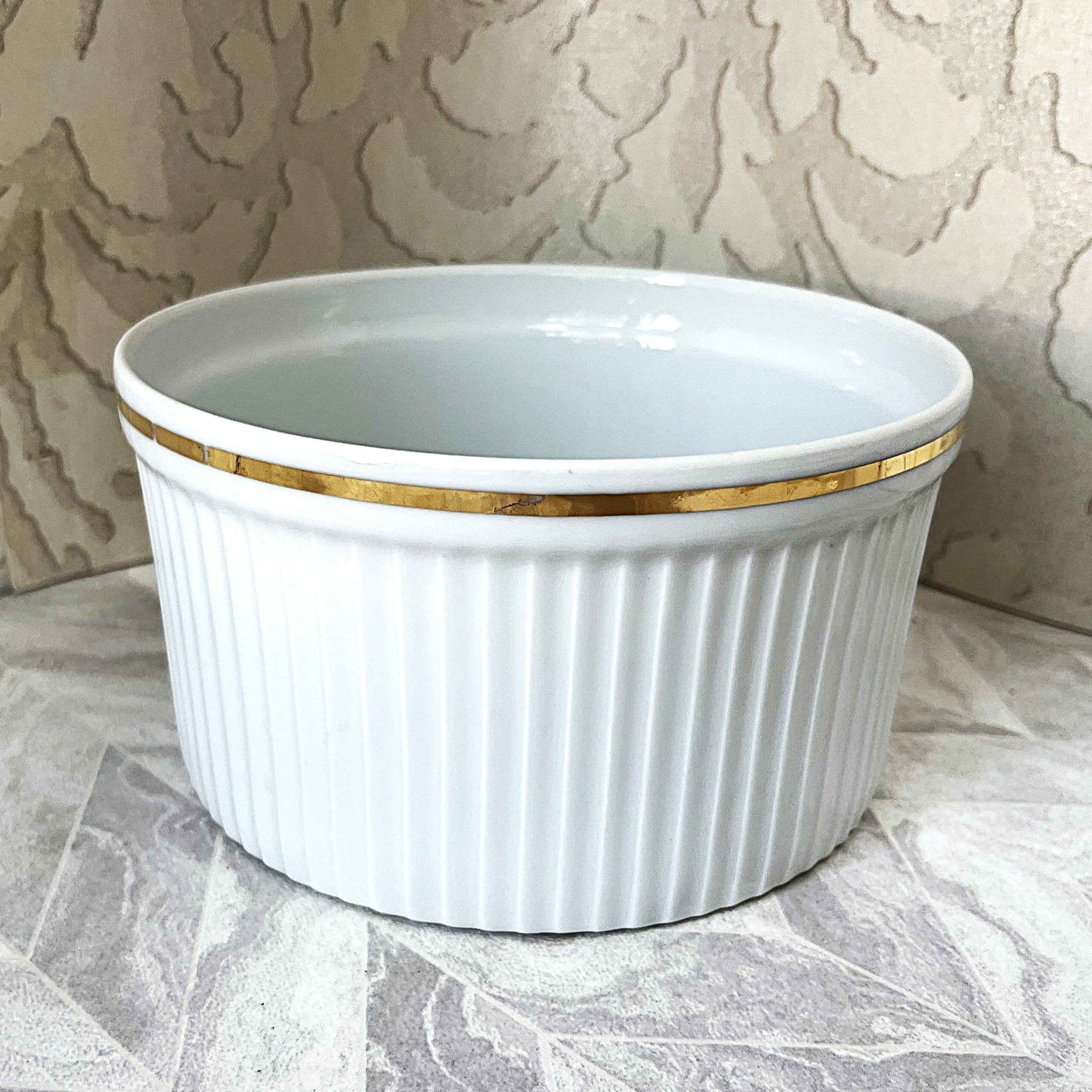 Soufflé Dish: Royal Worcester Porcelain Ribbed Soufflé, Large