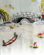 Textile Art: Chinese Silk Embroidery Hand-Stitched Landscape Artwork
