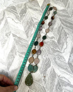 Jewellery: Brass Multi-Gemstone Link Statement Opera Necklace
