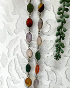 Jewellery: Brass Multi-Gemstone Link Statement Opera Necklace