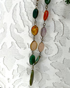 Jewellery: Brass Multi-Gemstone Link Statement Opera Necklace