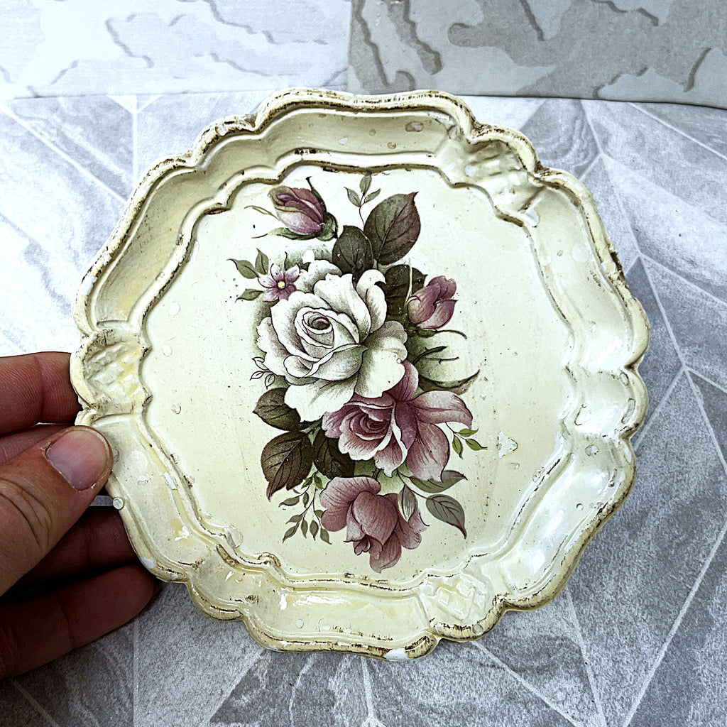 Florentine Ware: Florentine Scalloped Cabbage Rose Distressed Set, 5
