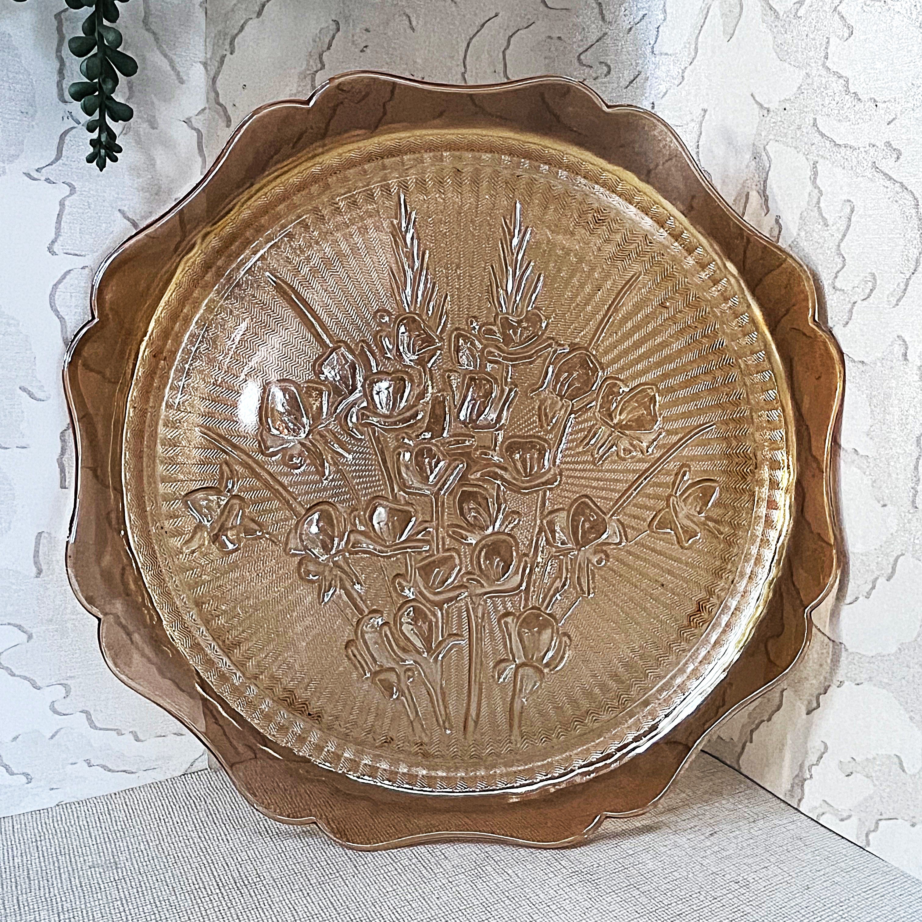 Coloured Glass: Jeanette Glass Marigold Cake Serving Plate