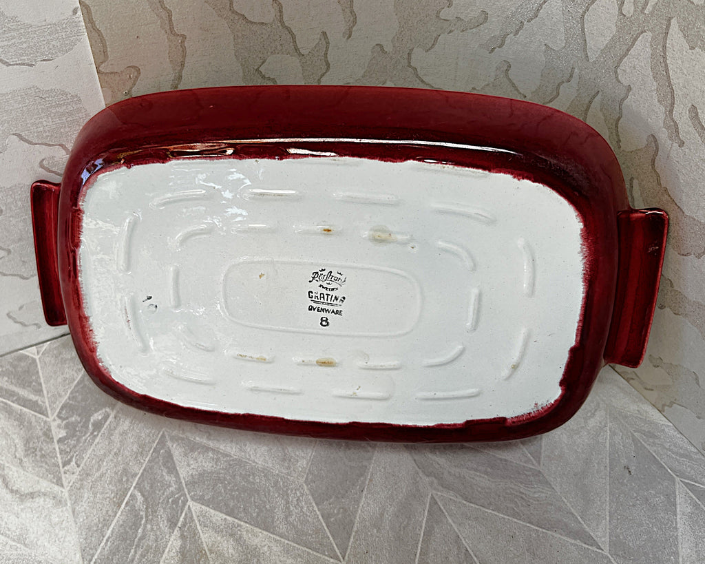 Baking Dish: Rörstrand Sweden 'Gratina' No.8 Oxblood Ceramic Baking Dish