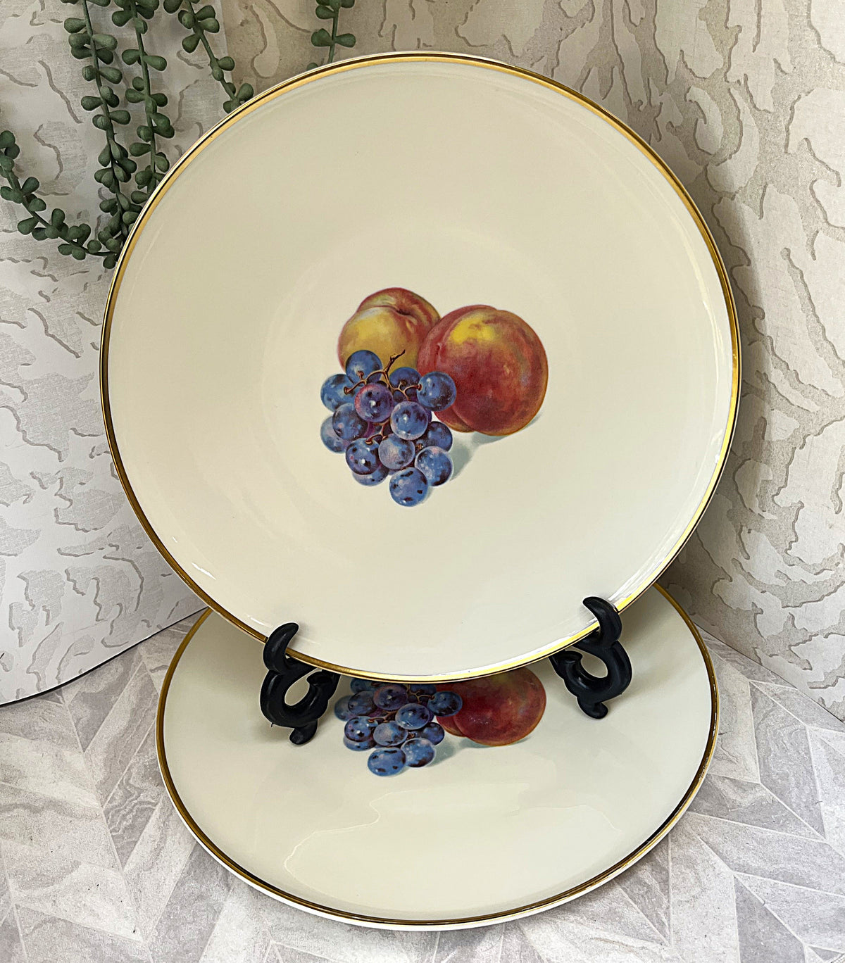 Decorative Plates: Thomas Germany Rosenthal Fruit Motif Cabinet Plates, 2