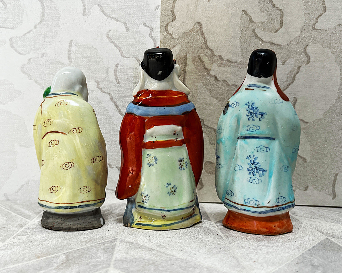 Figurines: Chinese Porcelain Sanxing Lucky Gods Set — Fu Lu Shou Figurines