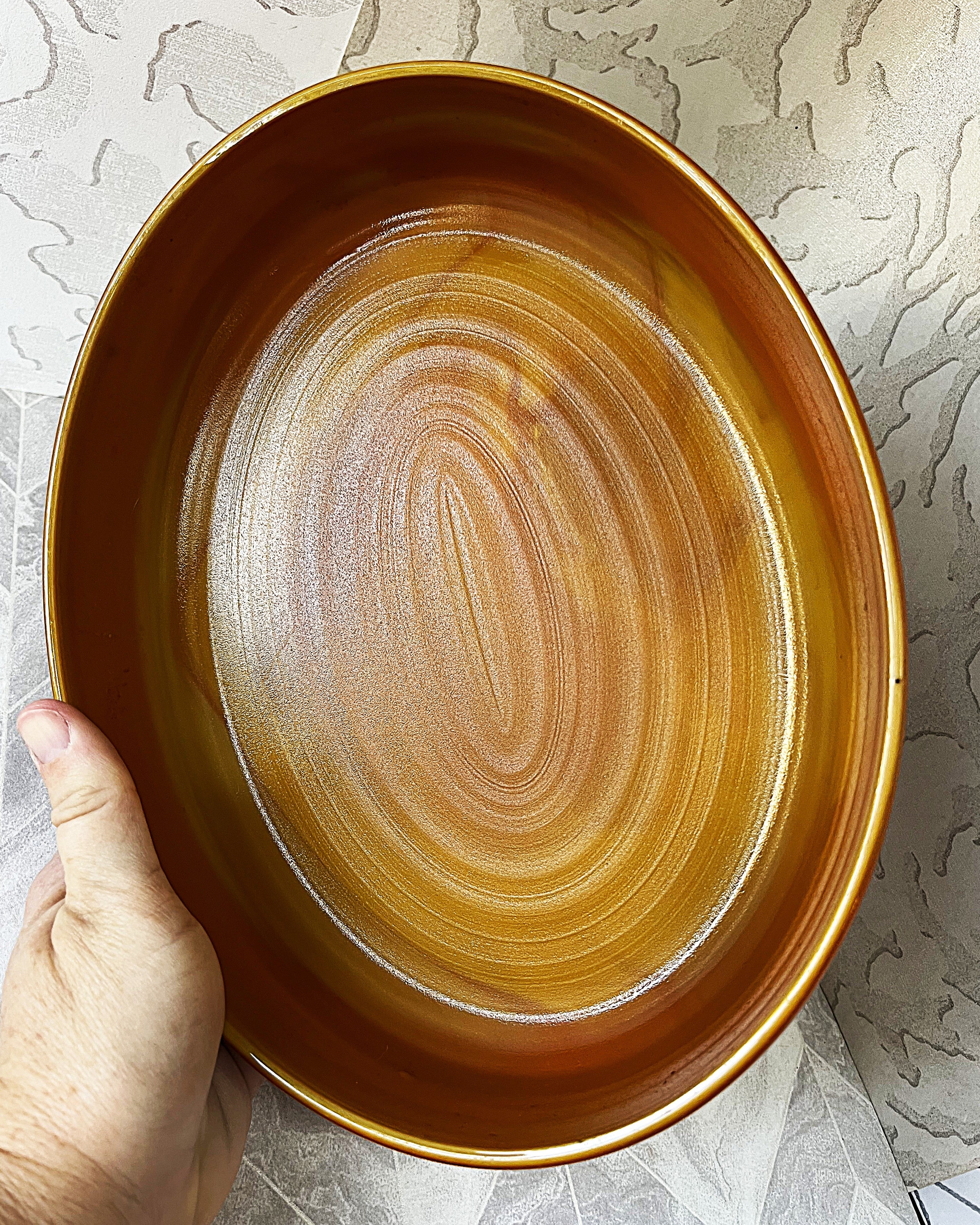Arcopal: Volcan: Amber Swirl Oval Baking Dish