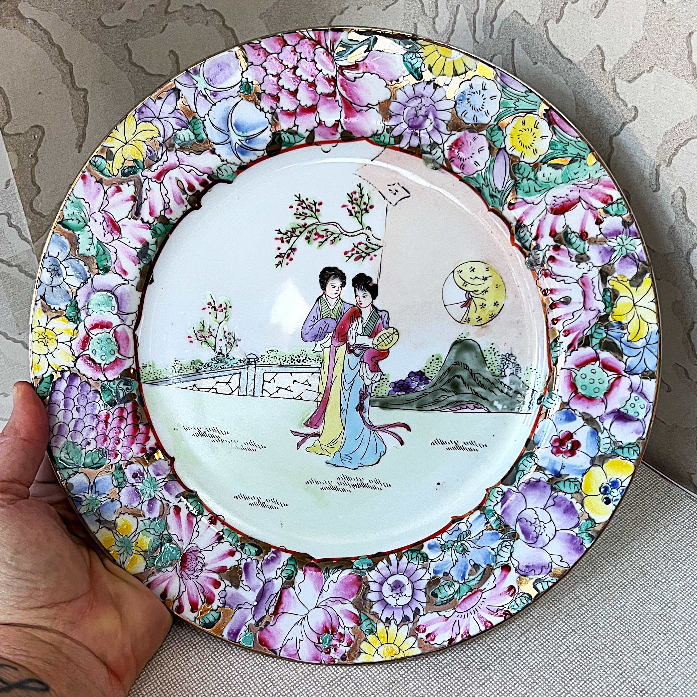 Display Plate: Chinese Famille Rose “Thousand Flora”