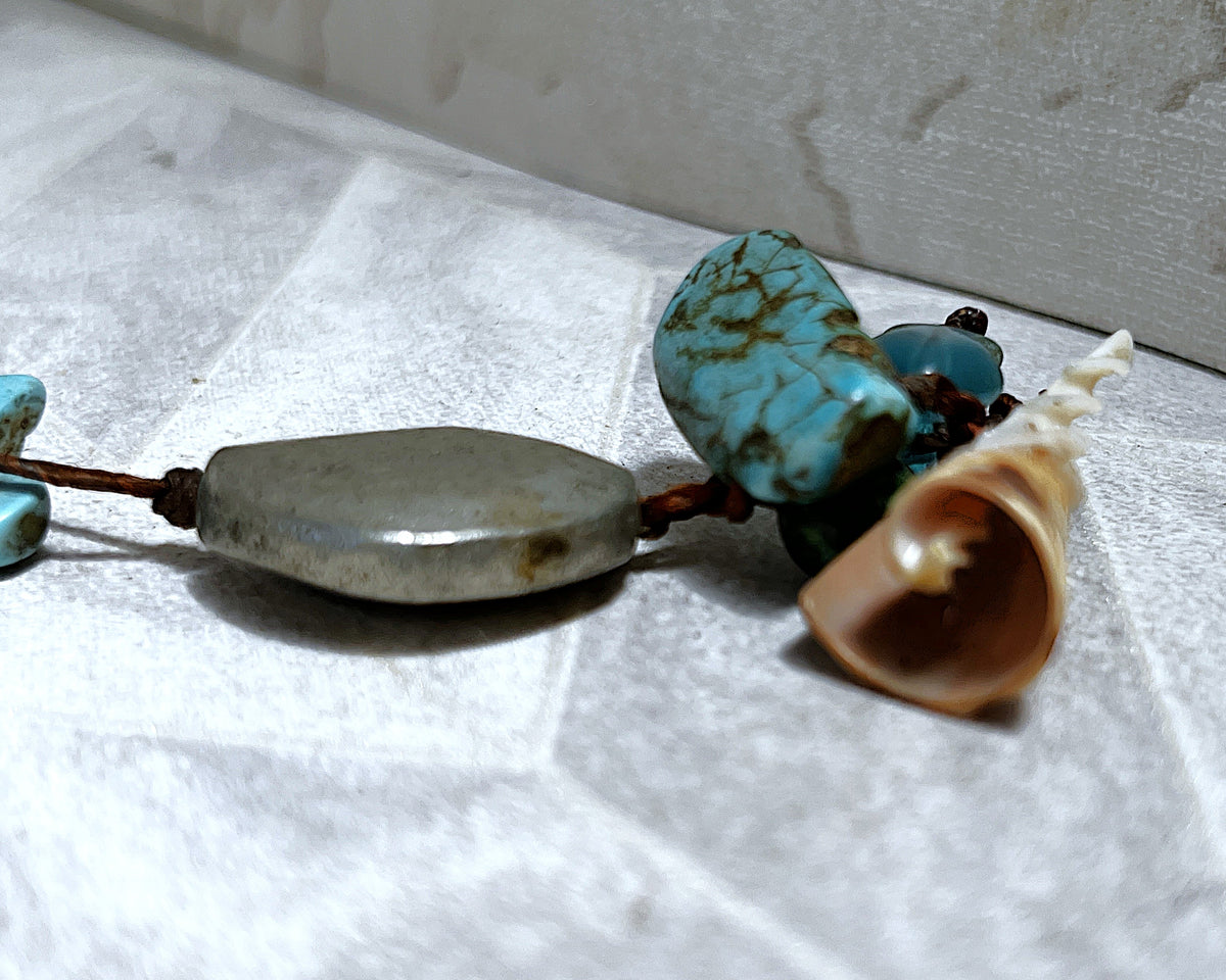 Jewellery: Southwestern Matrix Turquoise & Heavy Artisan Trade Disc Opera Necklace