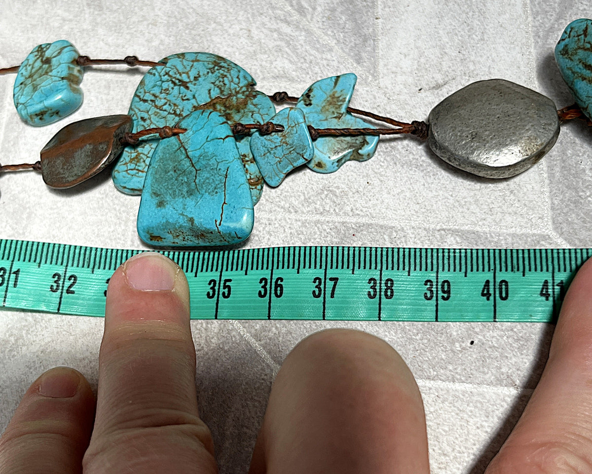 Jewellery: Southwestern Matrix Turquoise & Heavy Artisan Trade Disc Opera Necklace
