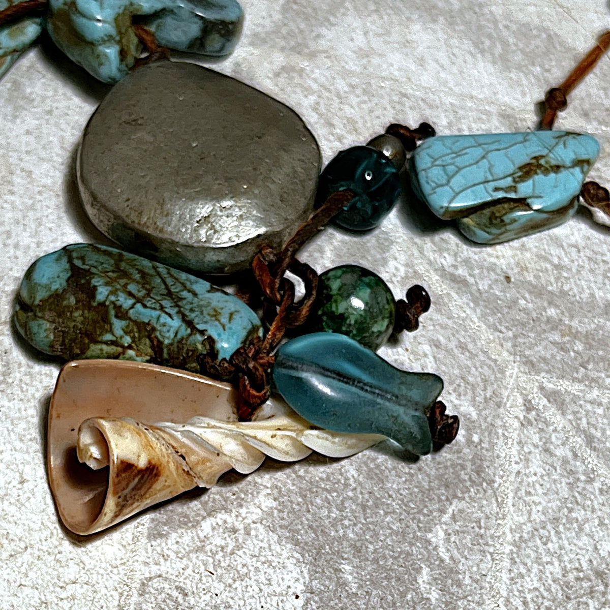 Jewellery: Southwestern Matrix Turquoise & Heavy Artisan Trade Disc Opera Necklace