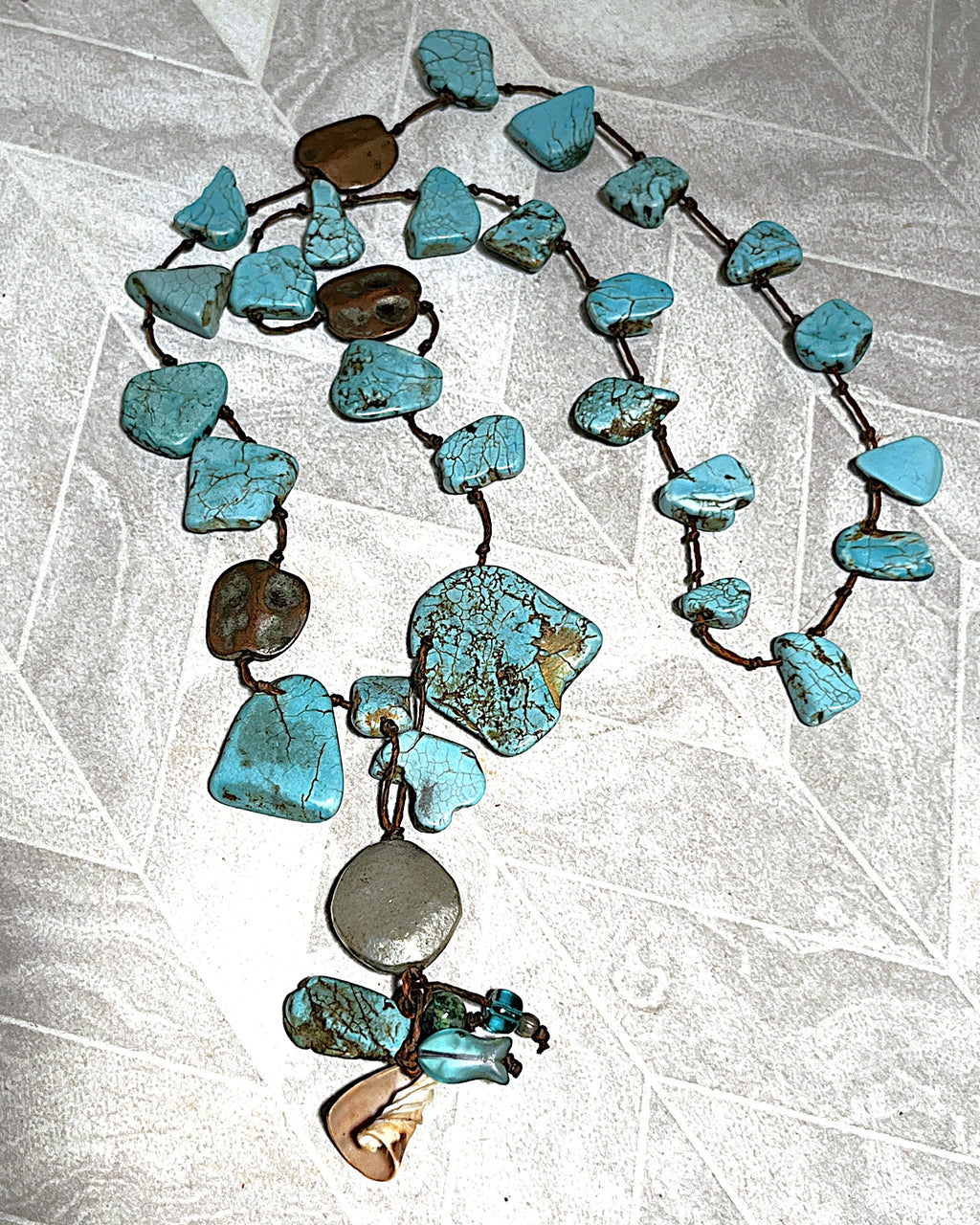 Jewellery: Southwestern Matrix Turquoise & Heavy Artisan Trade Disc Opera Necklace