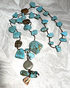 Jewellery: Southwestern Matrix Turquoise & Heavy Artisan Trade Disc Opera Necklace
